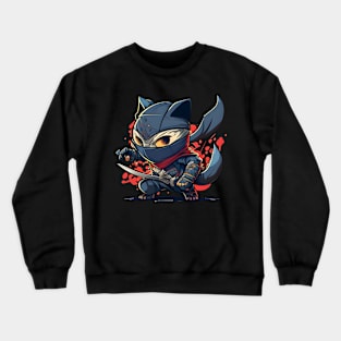 Ninja Vintage Japanese Cat Kitten Lover Crewneck Sweatshirt